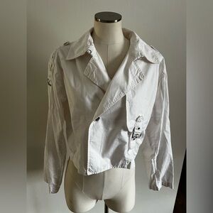 NWOT - M - MICHAEL KORS - White Double-Breasted Jacket crop